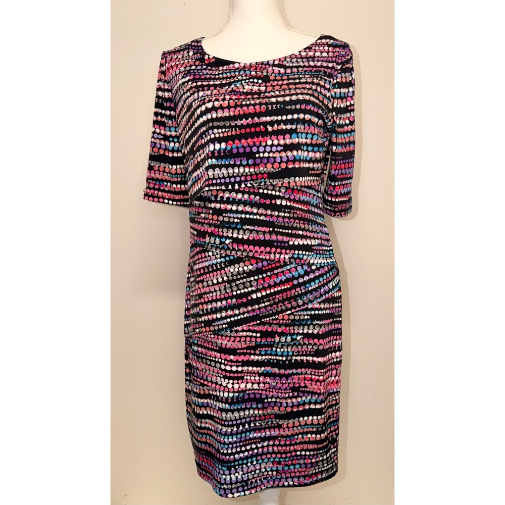 Connected Apparel, Multicolor Dress with Dotted Abstract Pattern, Women's Size 6